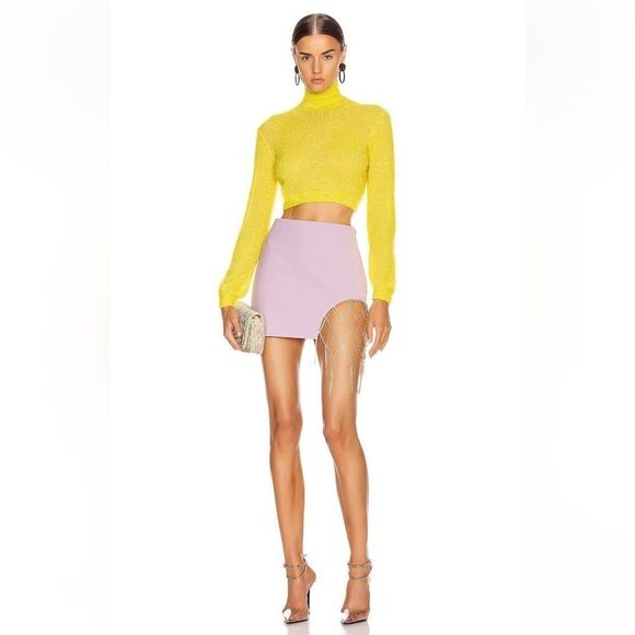 NEW AREA Crystal Fishnet Diamanté Mini Skirt Lavender Size 2 - Picture 2 of 12